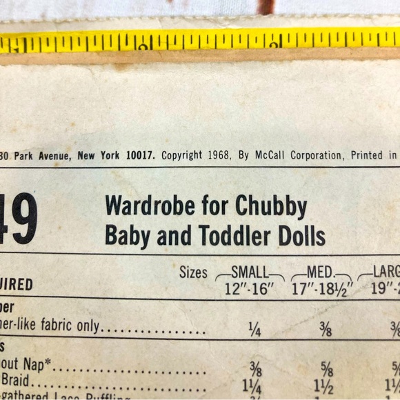 McCall’s #9449 Vintage WARDROBE CHUBBY BABY & TODDLER Dolls Patterns - Picture 5 of 12